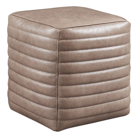 Leather Lusso Ella Contemporary Genuine Leather Ottoman in Sandy Brown