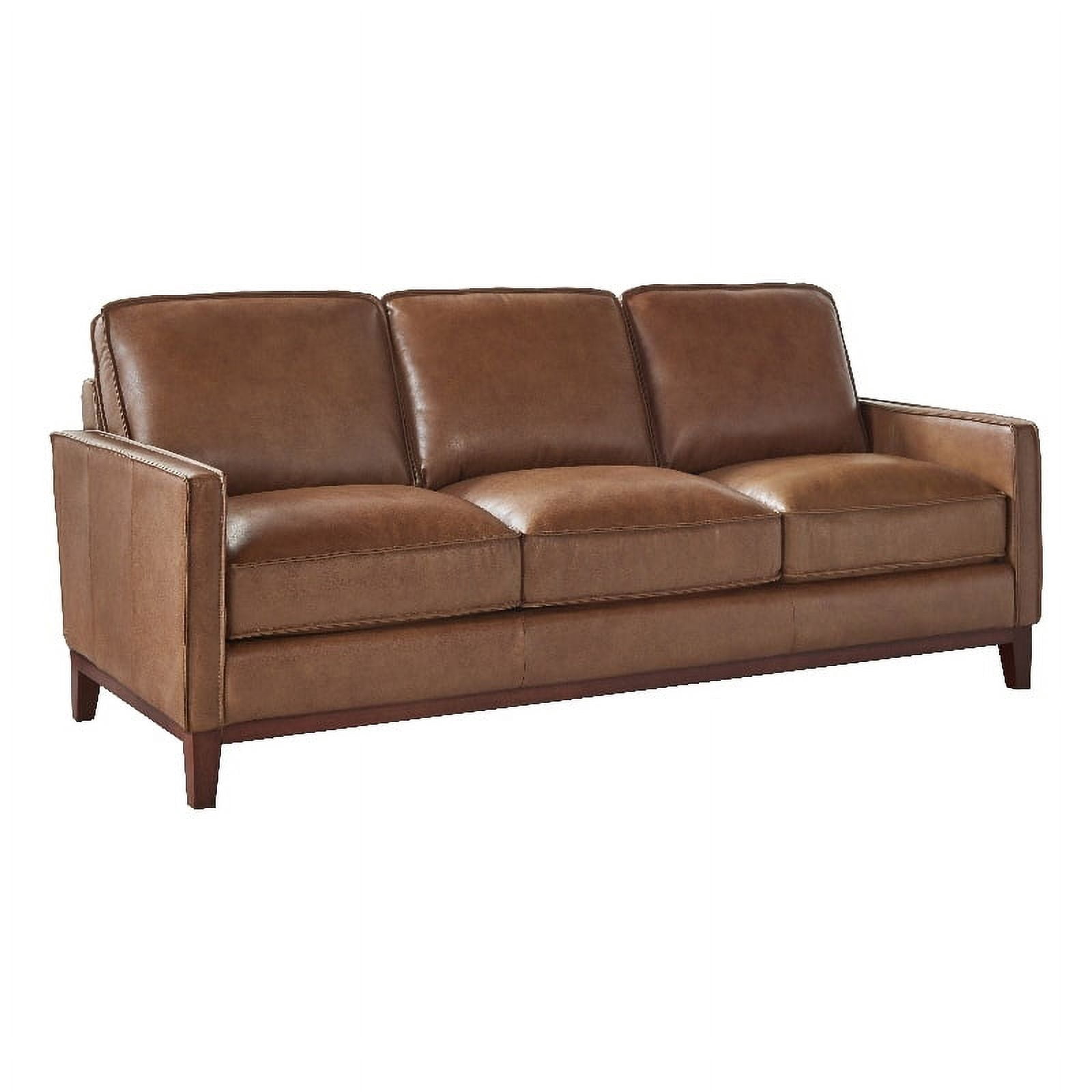 Leather Lusso Grayson Contemporary Genuine Leather Sofa in Camel Brown ...
