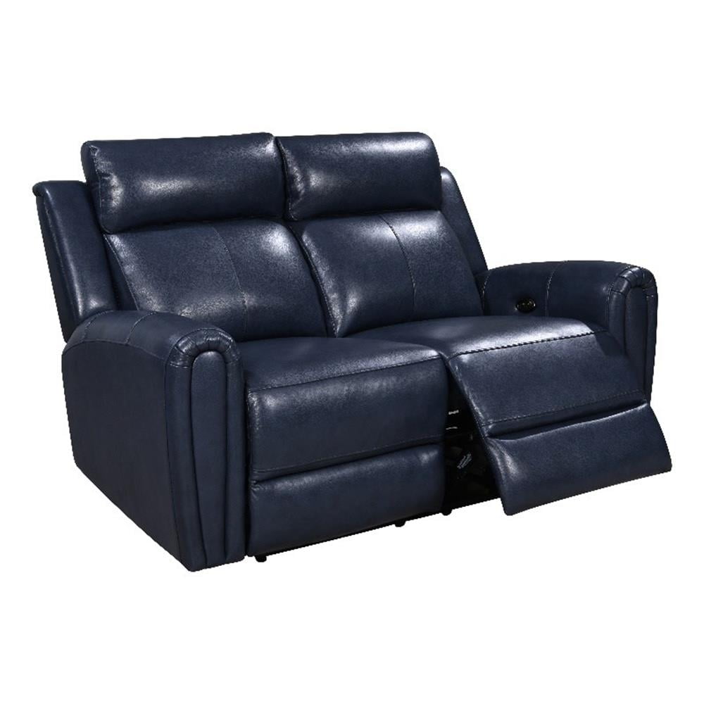 Leather Lusso Kona Modern Genuine Leather & Hardwood Loveseat in Blue ...