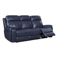thumbnail image 1 of Leather Lusso Newton Modern Genuine Leather & Hardwood Sofa in Blue, 1 of 2