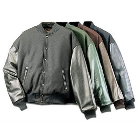 Leather Made in Usa Varsity Leather/wool Jacket (BLACK, MEDIUM)
