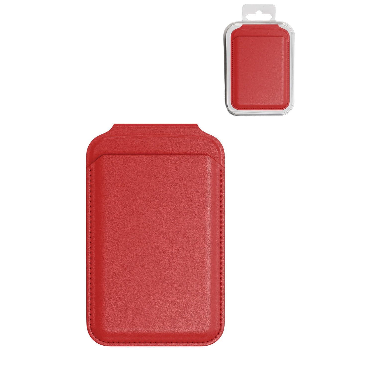 Leather MagSafe Wallet Holder with Integrated Kickstand - Red