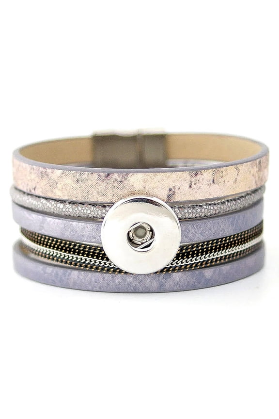 Leather Magnetic 8 inch Bracelet Snap Jewelry Fits 18MM 20MM Ginger Charm Buttons