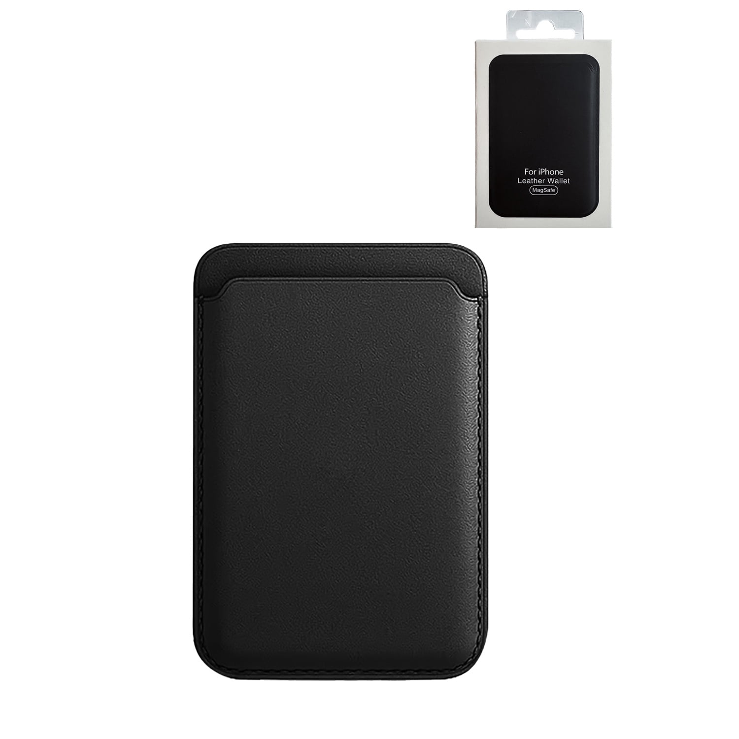 Leather Magnetic Card Wallet Holder - Black