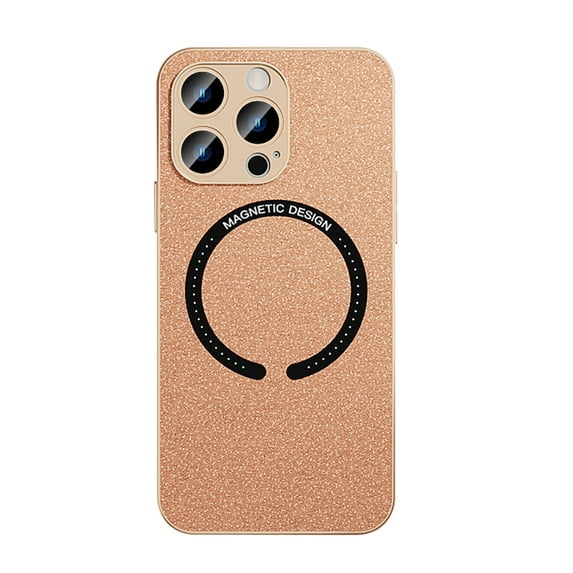 Leather Magnetic Case Compatible with iPhone 14 Pro Compatible Magsafe Ultra Thin Shockproof Anti-drop Case-Gold