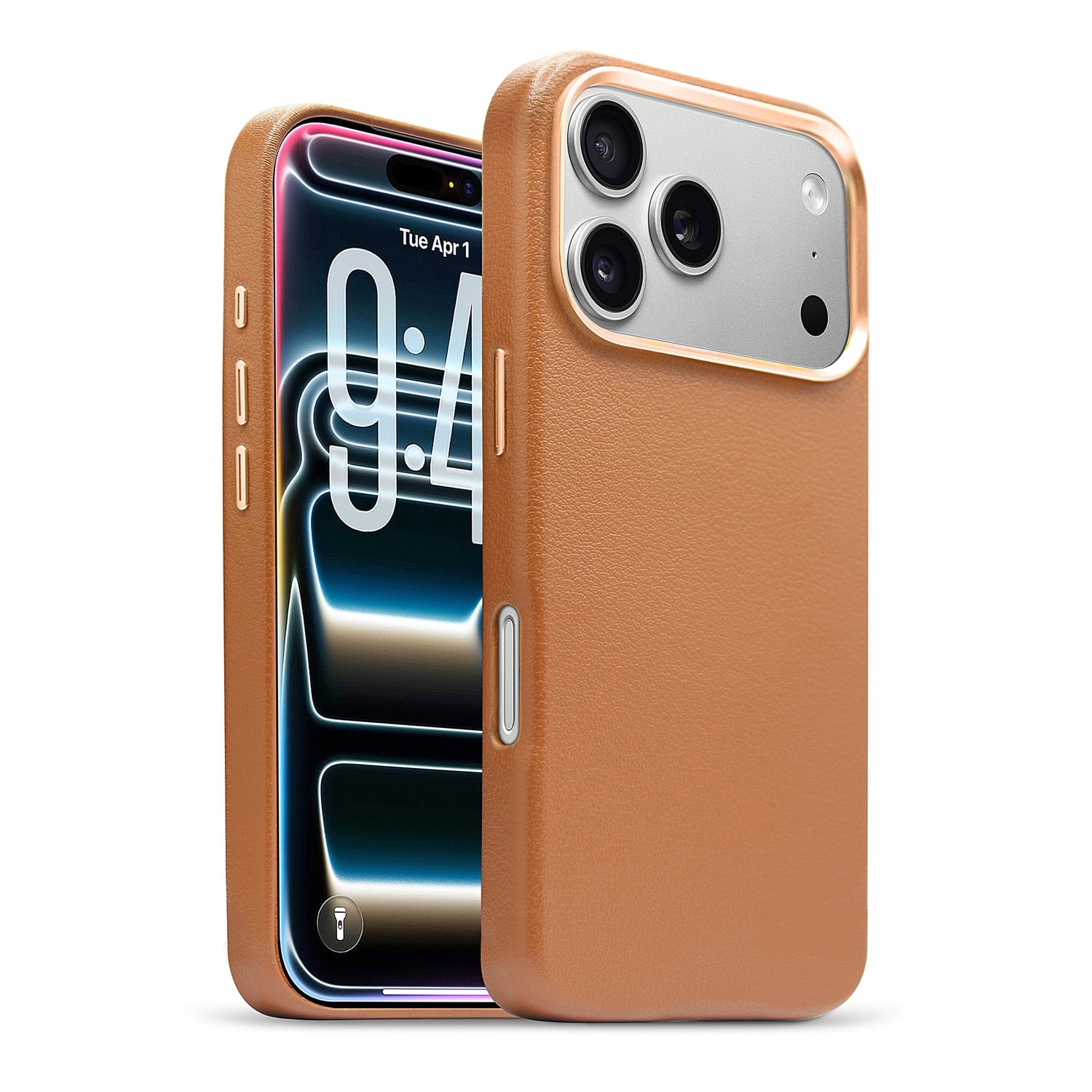 Leather Magnetic Case for iPhone 17 Pro Max - Dark Orange