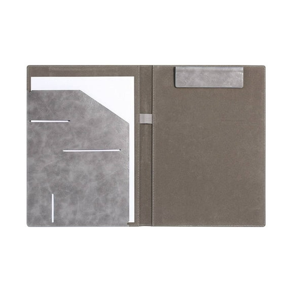 Leather Magnetic Folder Elegant Gray, Clipboard Folder Work Folder Portfolio Padfolio Resume Folder with Pocket Premium Faux Leather Interview Writing Legal Pads Document Organizer Portfolio, 1 Folder