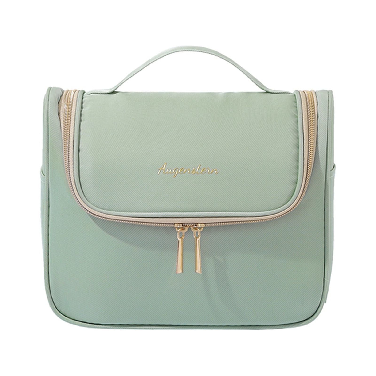 Leather Makeup Bag Large Deep Handbag Traveling Cosmetic Organizer For