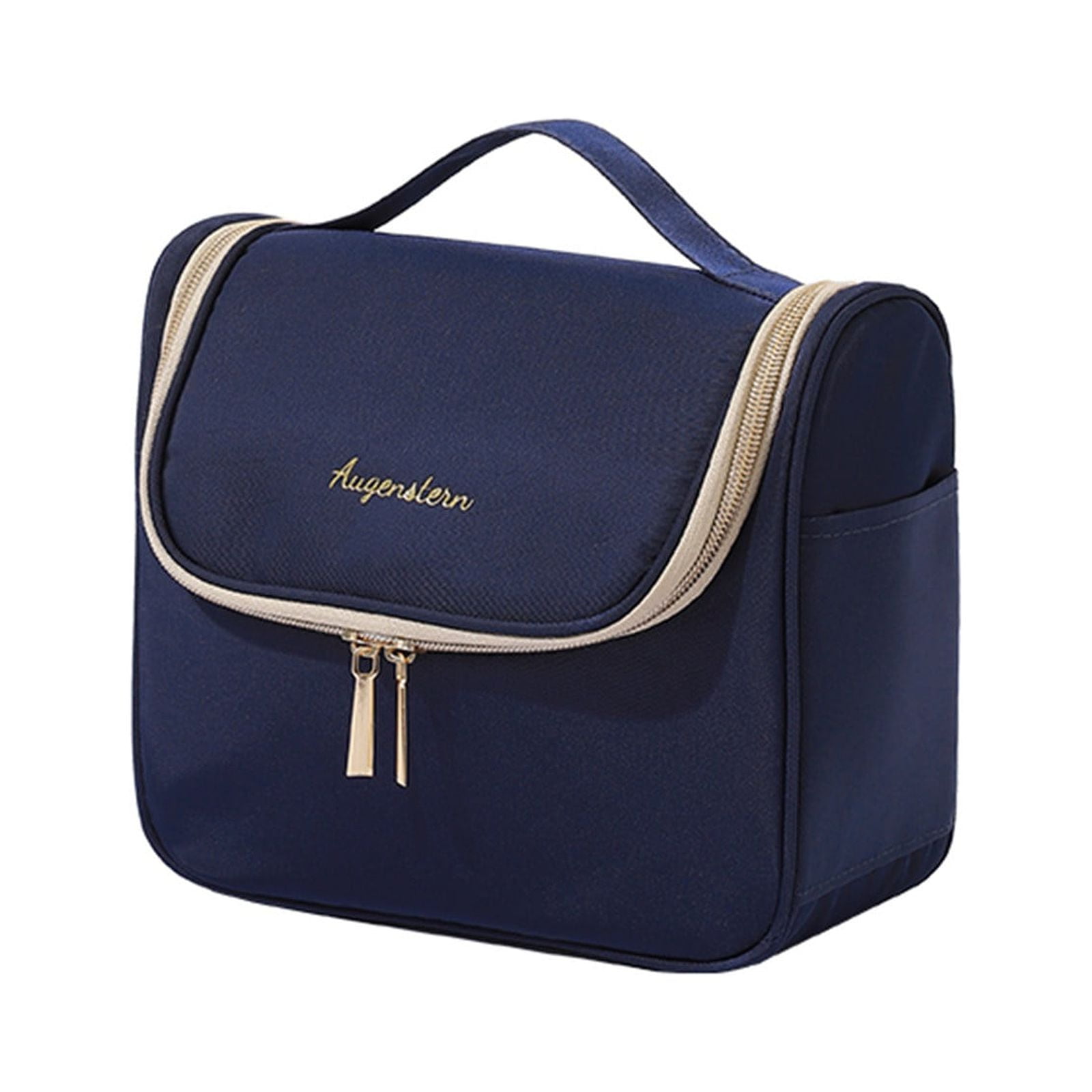 Leather Makeup Bag Large Deep Handbag Traveling Cosmetic Organizer For