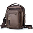 thumbnail image 1 of Leather Man Purse Shoulder Bag,Small Mens Crossbody Messenger Bags for Work,Men Satchel Handbag Leather Multi-Functional Stylish Crossbody Bag - Dark Brown, 1 of 7