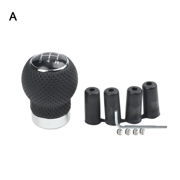 Leather Manual Gear Shift Knob Round Ball With Gear Pattern, Aluminum Alloy Base For 5 6 Speed Transmission, M8 M10 Thread(A)