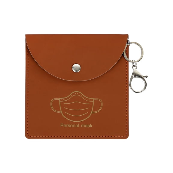 Leather Mask Storage Wallet with Keychain, Portable Case for 1-2 Masks or Jewelry, Moisture Resistant Organizer, Brown, By Preplabs