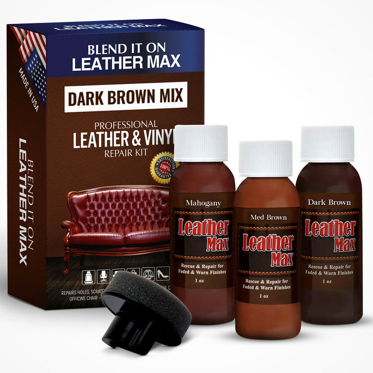 Furniture Leather Max Complete Leather Refinish and Repair Kit/Now with 3  Color Shades to Blend with/Leather & Vinyl Restorer (Deep Browns)