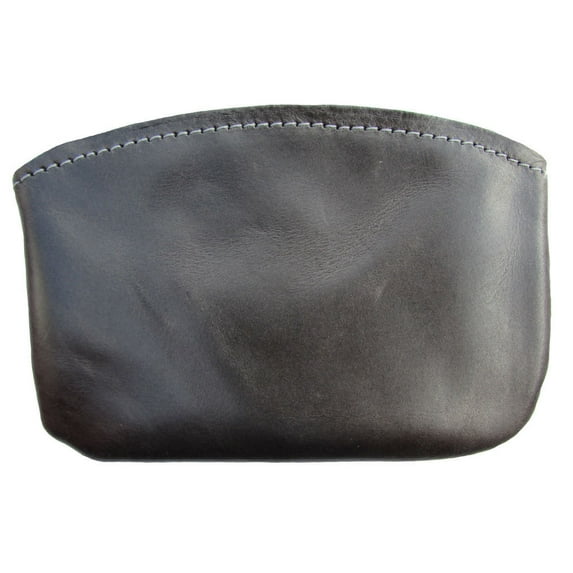 Leather Medium Zippered Coin Pouch Change Holder USA Made, Metallic Pewter