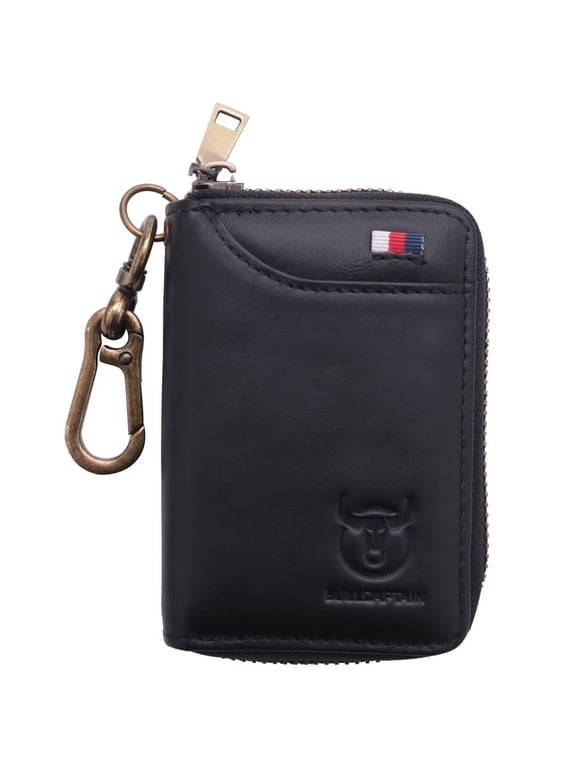 Leather Men&Women Key Wallet Unisex Rfid Blocking Business Key Case Fashion Card Holder Coin Purse Key Case Black