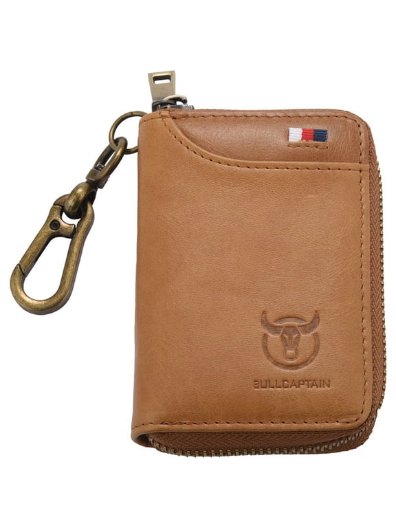 Leather Men&Women Key Wallet Unisex Rfid Blocking Business Key Case Fashion Card Holder Coin Purse Key Case Brown