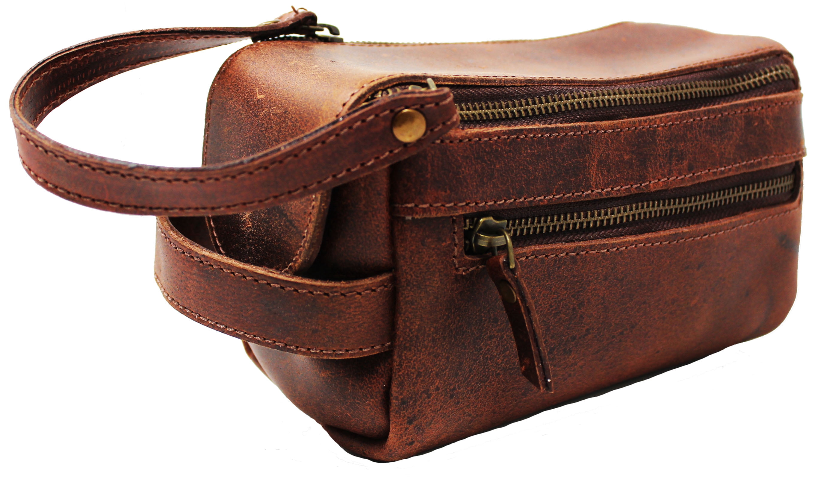 Leather Men Women Travel Toiletry Organizer Shaving Dopp Kit Bag Purse 18AA08DB
