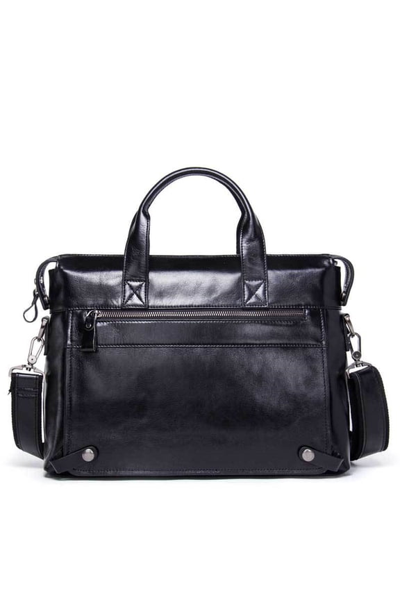 Leather Men's One-shoulder Messenger Business Briefcase,Black