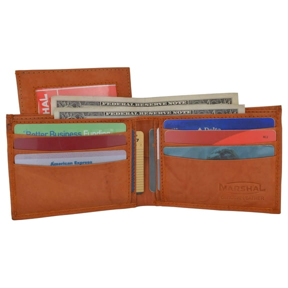 Leather Mens Bifold Removable Card Id Holder Wallet 534 CF