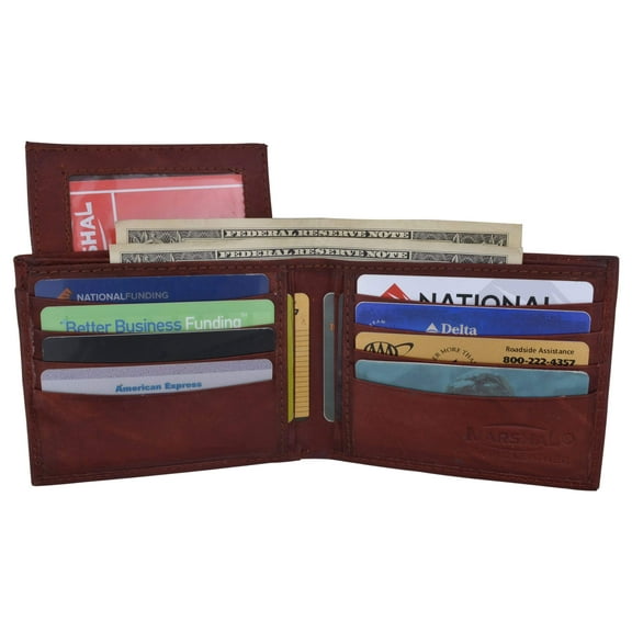 Leather Mens Bifold Removable Card Id Holder Wallet 534 CF