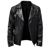 Leather Mens Jacket Winter Zip Up Motorcycle Black Jacket Vintage Long Sleeve 2025 Men's Fashion
