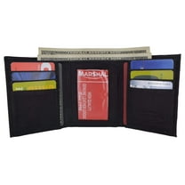 Leather Mens Trifold Wallet Zipper Money Compartment 55 CF