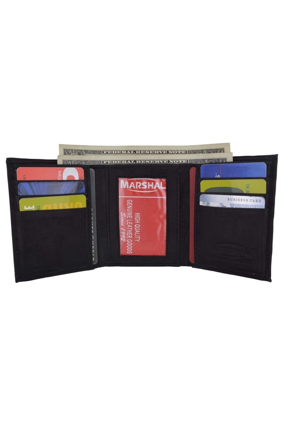 Leather Mens Trifold Wallet Zipper Money Compartment 55 CF