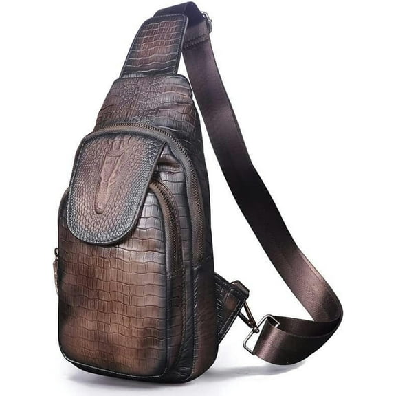 Leather Mens Waist Bag, Waterproof Sling Mens Leather Messenger Bag, Travel Bag, Cycling Bag