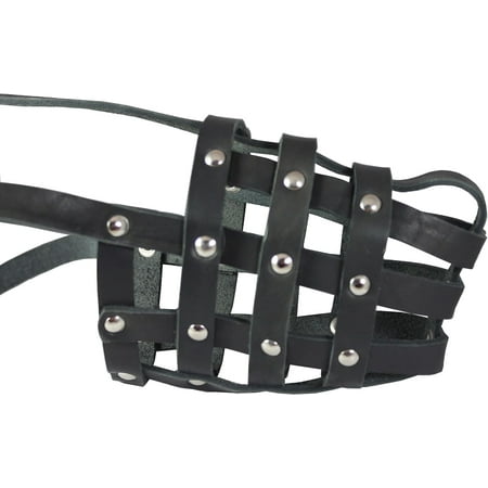 Leather Mesh Basket Dog Muzzle #143 Black - German Shepherd, Labrador, Husky, Retriever (Circumference 11.5", Snout Length 4.25")