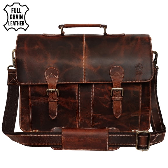 Leather Messenger Bag for Men 16" Laptop Office Business Briefcase Leather Computer Work Bag Shoulder Satchel by Rustic Town