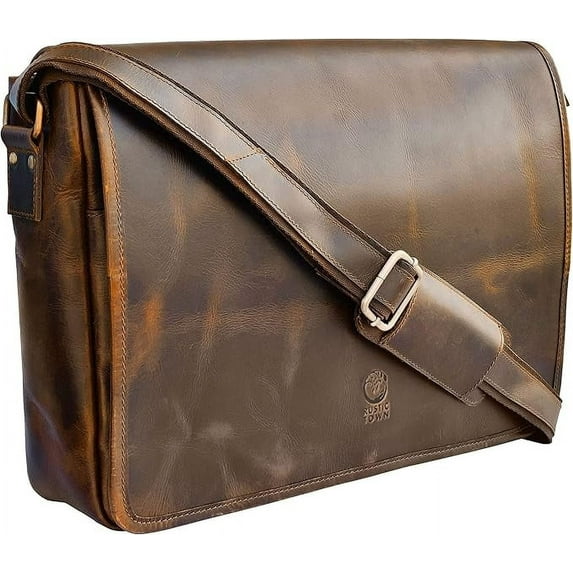 Leather Messenger Bag for Men 16" Laptop Office Business Satchel Computer Crossbody Shoulder Travel Work Bag Vintage Gift by Rustic Town