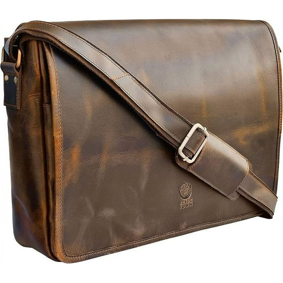 Leather Messenger Bag for Men 16" Laptop Office Business Satchel Computer Crossbody Shoulder Travel Work Bag Vintage Gift by Rustic Town