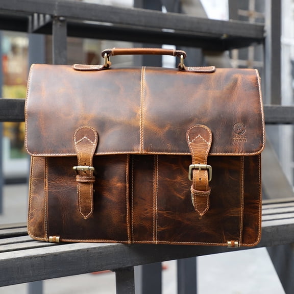 Leather Messenger Bag for Men 16" Leather Laptop Shoulder Work Bag Handmade Satchel Computer Briefcase Vintage Gift by Rustic Town