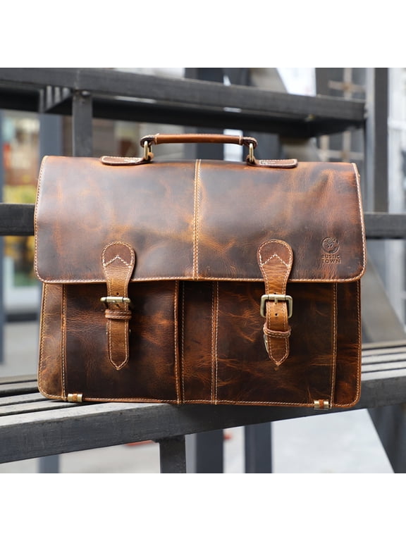Leather Messenger Bag for Men 16" Leather Laptop Shoulder Work Bag Handmade Satchel Computer Briefcase Vintage Gift by Rustic Town