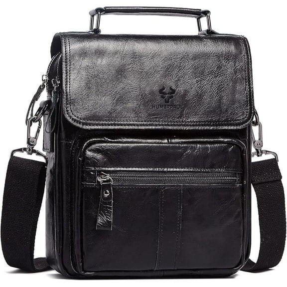 Leather Messenger Bag for Men, Shoulder Crossbody Bag with Adjustable Straps for Work Business
