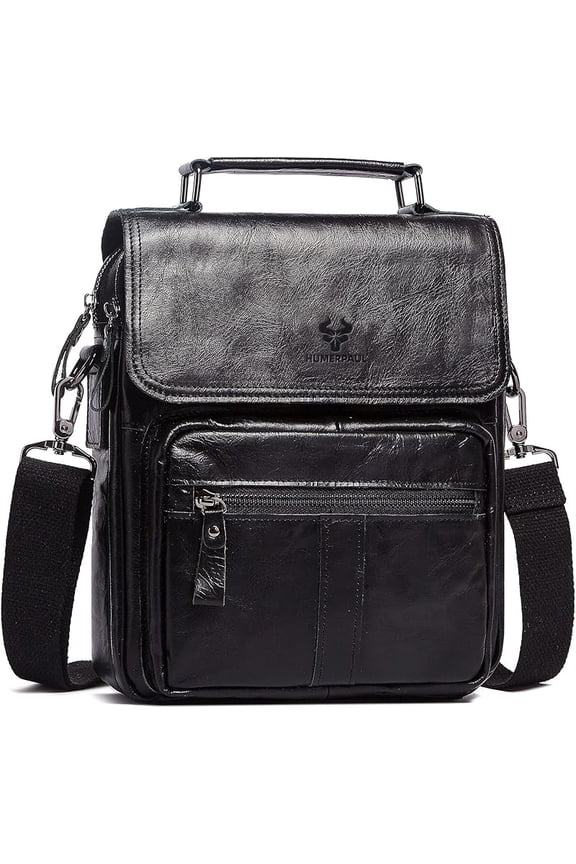 Leather Messenger Bag for Men, Shoulder Crossbody Bag with Adjustable Straps for Work Business