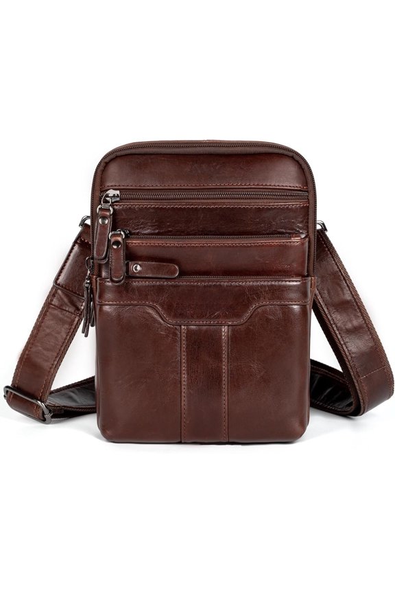 Leather Messenger Bag for Men, Small Leather Sling Bag Messenger Pack for Men, Man Purse