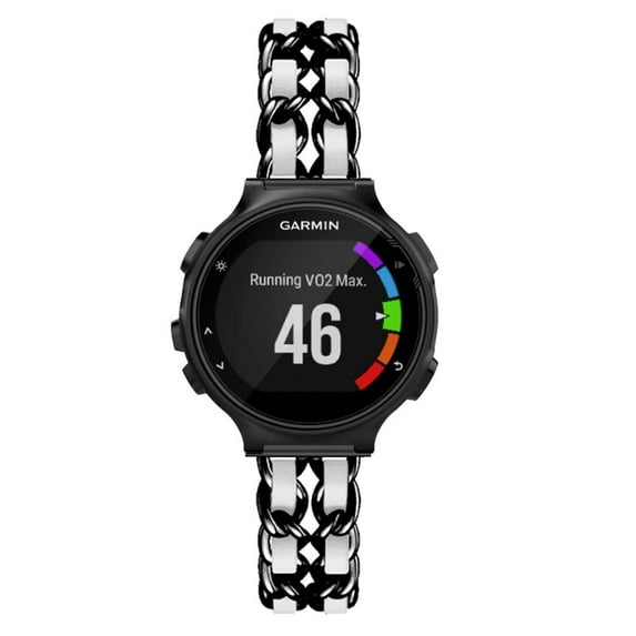 Leather Metal Band Compatible With Garmin Forerunner 220/230/235/735XT/620/630 Band, Stainless Steel Metal Cowboy Chain Style Replacement for Band Garmin Forerunner 220/230/235/735XT/620/630