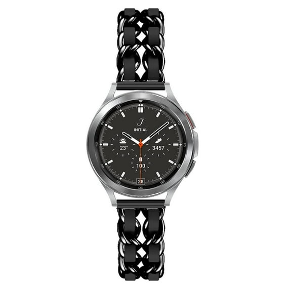 Leather Metal Band Compatible With Samsung Galaxy Watch 6 40mm 44mm Band, Stainless Steel Metal Cowboy Chain Style Replacement for Band Samsung Galaxy Watch 6 Classic 43mm 47mm