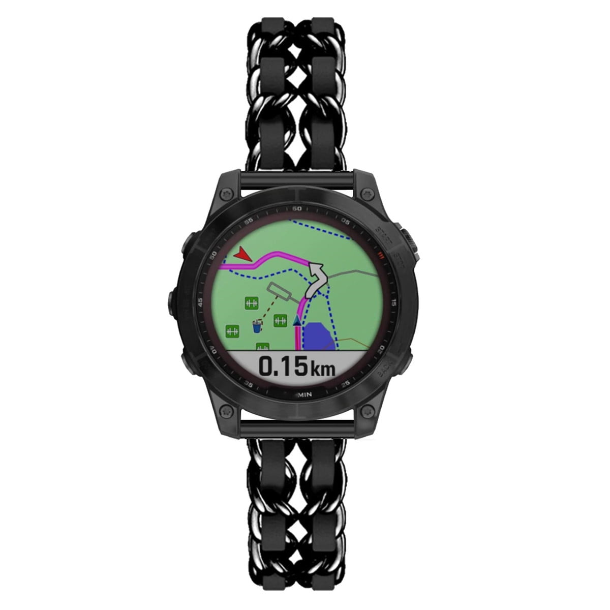 Leather Metal Band Compatible With Garmin Fenix 7 Fenix 6 Fenix 5 Plus Fenix 6 Pro Band Stainless Steel Metal Cowboy Chain Style Replacement for Band Garmin Fenix 7 6 5 Plus 6 Pro Walmart