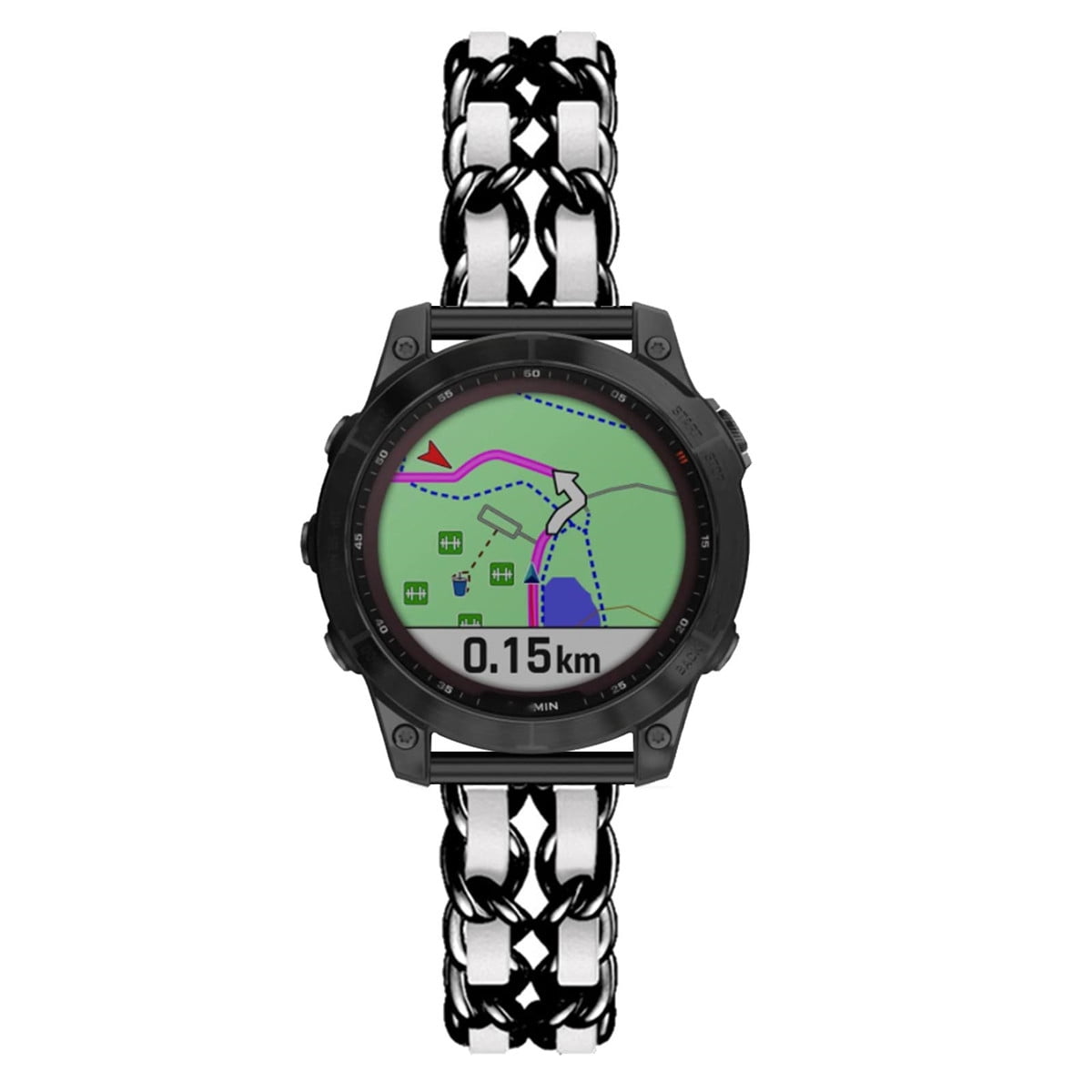 Leather Metal Band Compatible With Garmin Fenix 7 Fenix 6 Fenix 5 Plus Fenix 6 Pro Band Stainless Steel Metal Cowboy Chain Style Replacement for Band Garmin Fenix 7 6 5 Plus 6 Pro Walmart