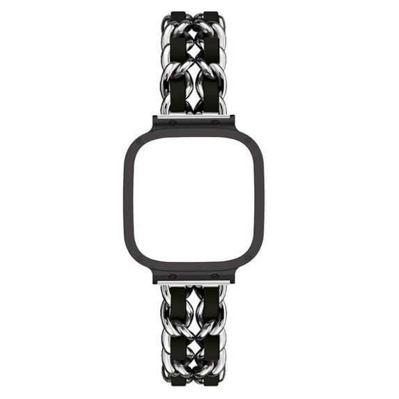 Leather Metal Band Compatible With Xiaomi Redmi Watch 3 Active/Redmi Watch 3 Lite Band, Stainless Steel Metal Cowboy Chain Style Replacement for Band Xiaomi Redmi Watch 3 Active/3 Lite