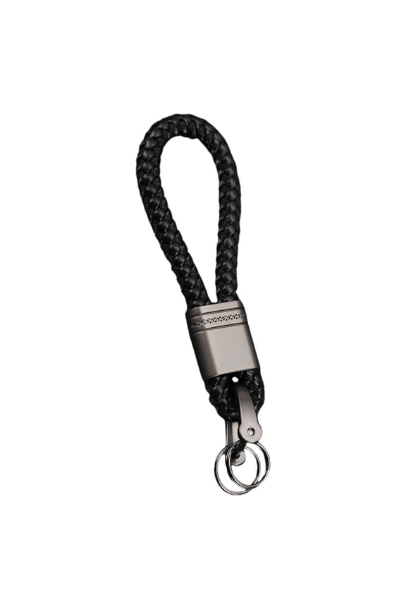 Leather & Metal Car Key Rings with Woven Strap Automotive Keys Holder Woven Rope Styles Car Keychain Suitable for Auto