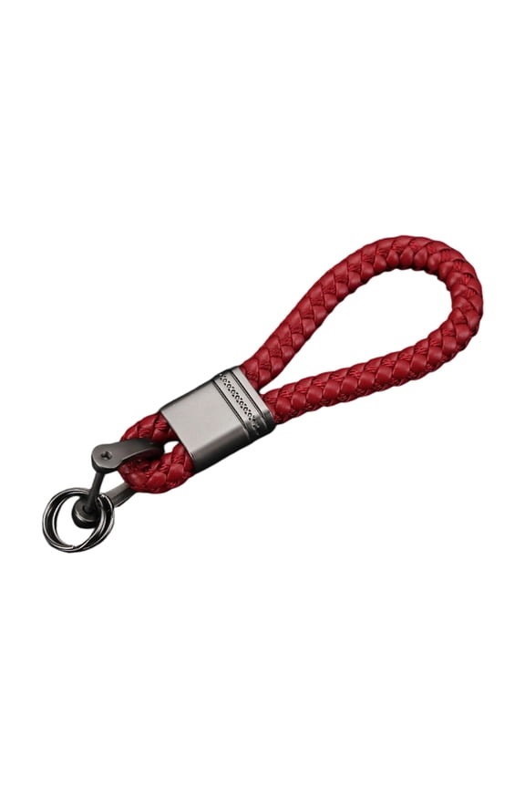 Leather & Metal Car Key Rings with Woven Strap Automotive Keys Holder Woven Rope Styles Car Keychain Suitable for Auto