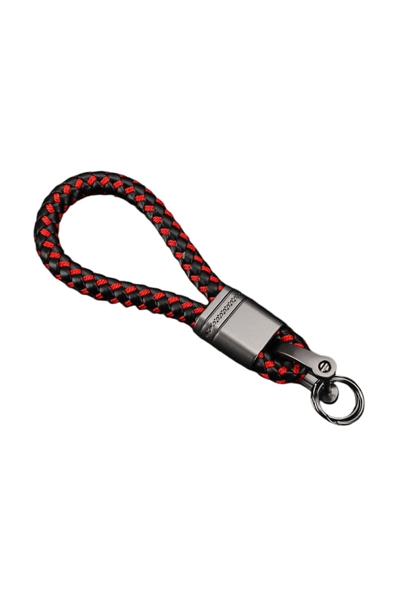 Leather & Metal Car Key Rings with Woven Strap Automotive Keys Holder Woven Rope Styles Car Keychain Suitable for Auto