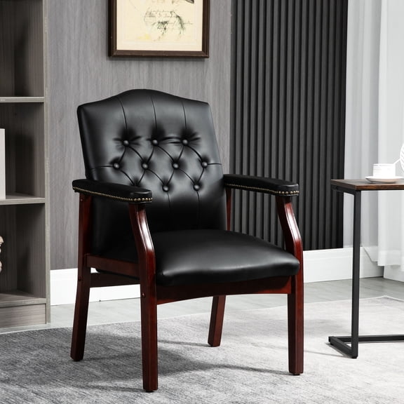 Leather Mid-Back Chair for Waiting Rooms / Offers Comfort and Function