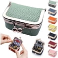 thumbnail image 1 of Leather Mini Jewelry Box for Women, Portable Vintage Leather Coin Purse, Jewelry Case with Kiss Lock, Mini Travel Ring Box for Earring Ring Necklace (Green), 1 of 15