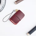 thumbnail image 1 of Leather Miniature Notebook, Pocket Sized Cowhide Journal, Handmade Genuine Leather with Ultra Compact Design, for Travel Sketching Diary, 6X3Cm, Creative Gift Idea, Burgundy, 1 of 9