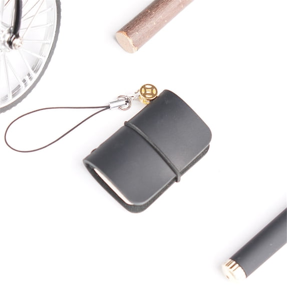 Leather Miniature Notebook, Pocket Sized Cowhide Journal, Handmade Genuine Leather with Ultra Compact Design, for Travel Sketching Diary, 6X3Cm, Creative Gift Idea, Black