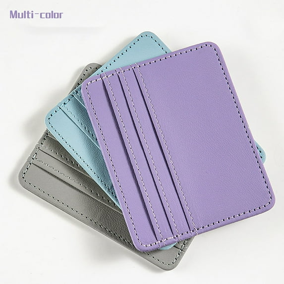 Leather Minimalist Wallet for Men & Women Front Pocket,Minimalist Wallet Credit Card Holder Slim Wallet, Small Compact Wallet(Purple,Card Bag * 1)